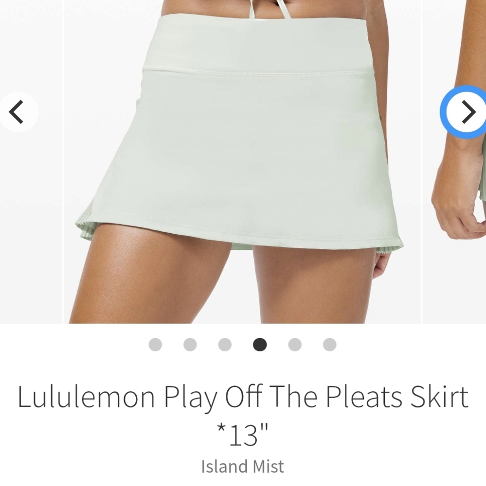 LULULEMON Play Off The Pleats Midrise Skort 8 Seafoam Green pleated Skirt/shorts